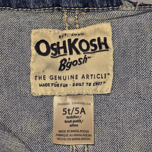 EUC OshKosh B'gosh Blue Floral Kids Denim Jacket 5T - Picture 2 of 5